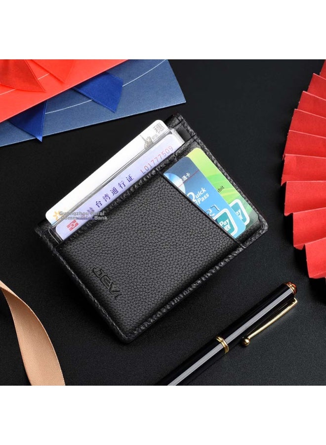 Jevi Genuine Leather Ultra-thin Card Holder For Men And Women With Multiple Card Slots, Mini Wallet, Driver's License Holder, Simple Id Holder, Top-grain Leather - Image 3