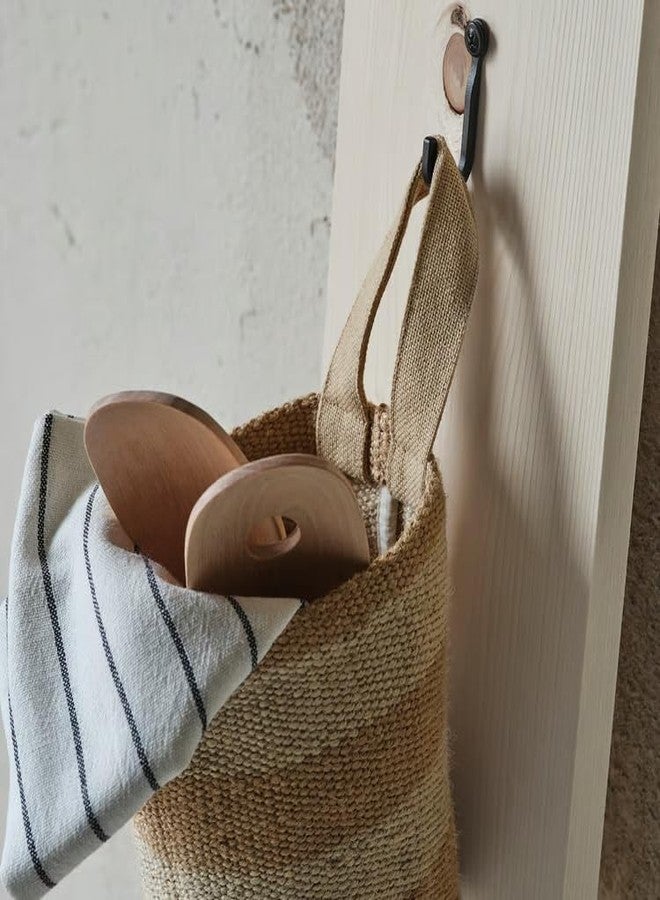 STORK MÄVINN Storage Basket, Jute, 100% Jute Body with Cotton Handle, 12x12x15 cm, for Kitchen and Bathroom Organisation - Image 2