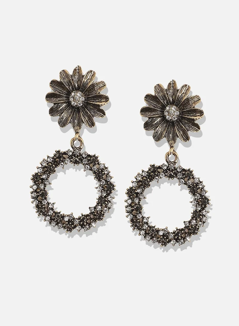 سوهي أقراط ديزي دائرية معقدة - ذهبي