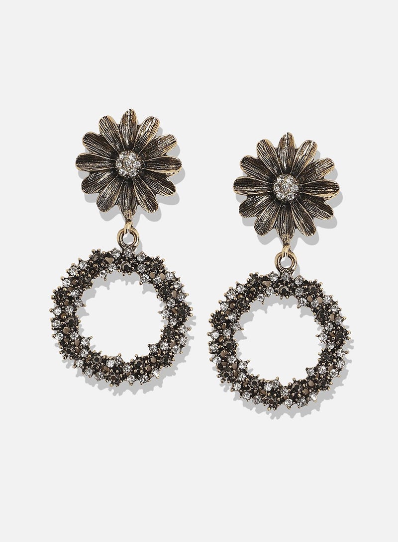 SOHI Circular Intricate Daisy Artificial Drop Earring Jewellery - Image 2