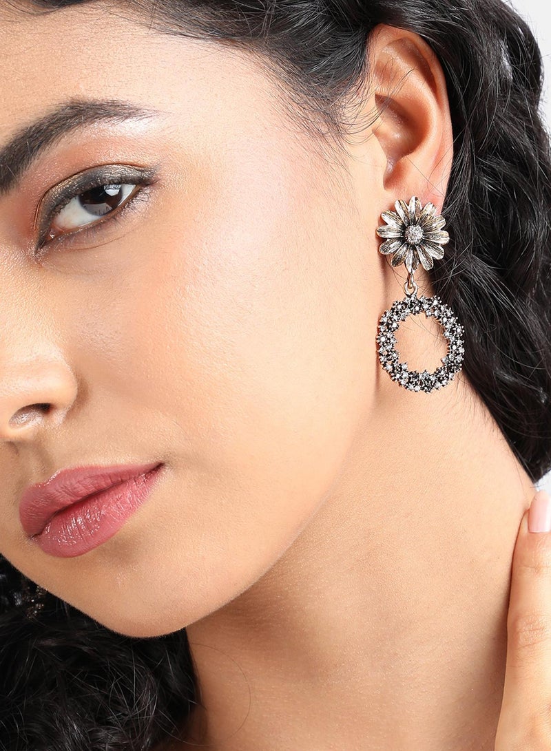 SOHI Circular Intricate Daisy Artificial Drop Earring Jewellery - Image 1