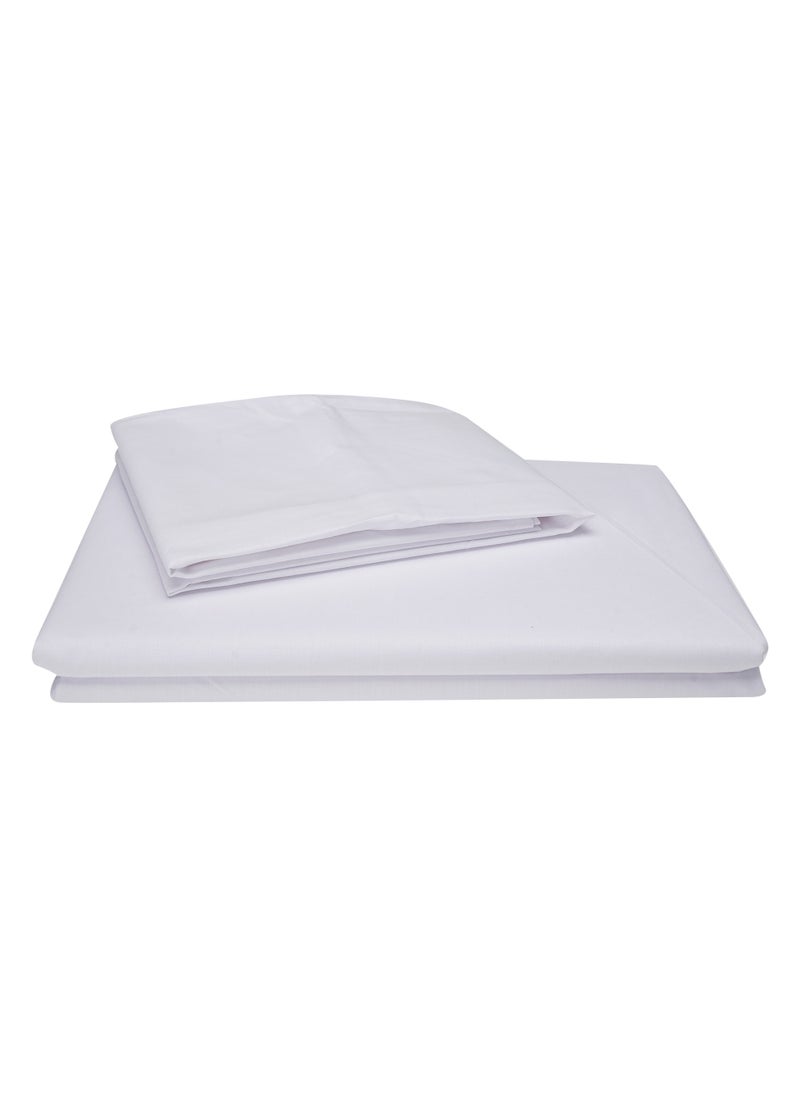 Home-Tex Design - 2-Piece Hometex Design Single Size Percale White Flat Sheet Set - 1 Flat Sheet (180x260cm) + 1 Pillow Cover (50x75cm) - Image 1