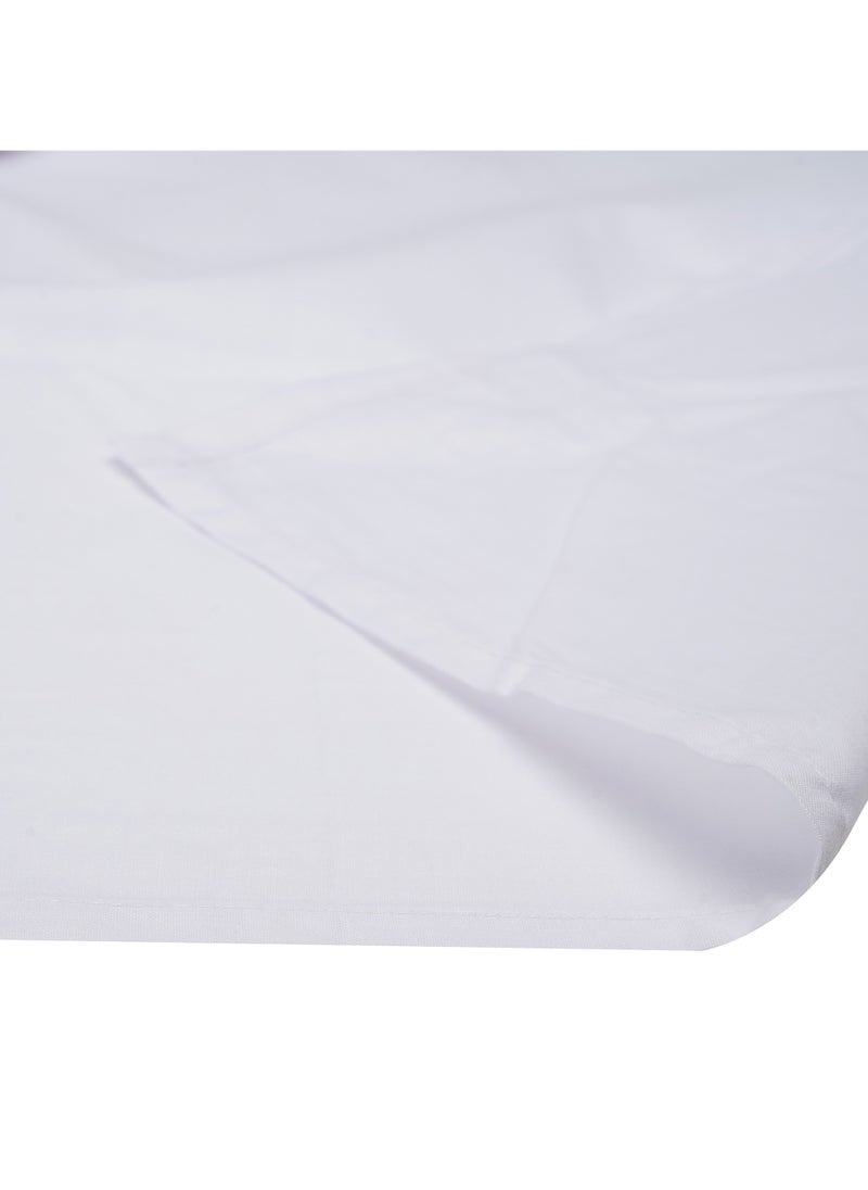 Home-Tex Design - 2-Piece Hometex Design Single Size Percale White Flat Sheet Set - 1 Flat Sheet (180x260cm) + 1 Pillow Cover (50x75cm) - Image 1