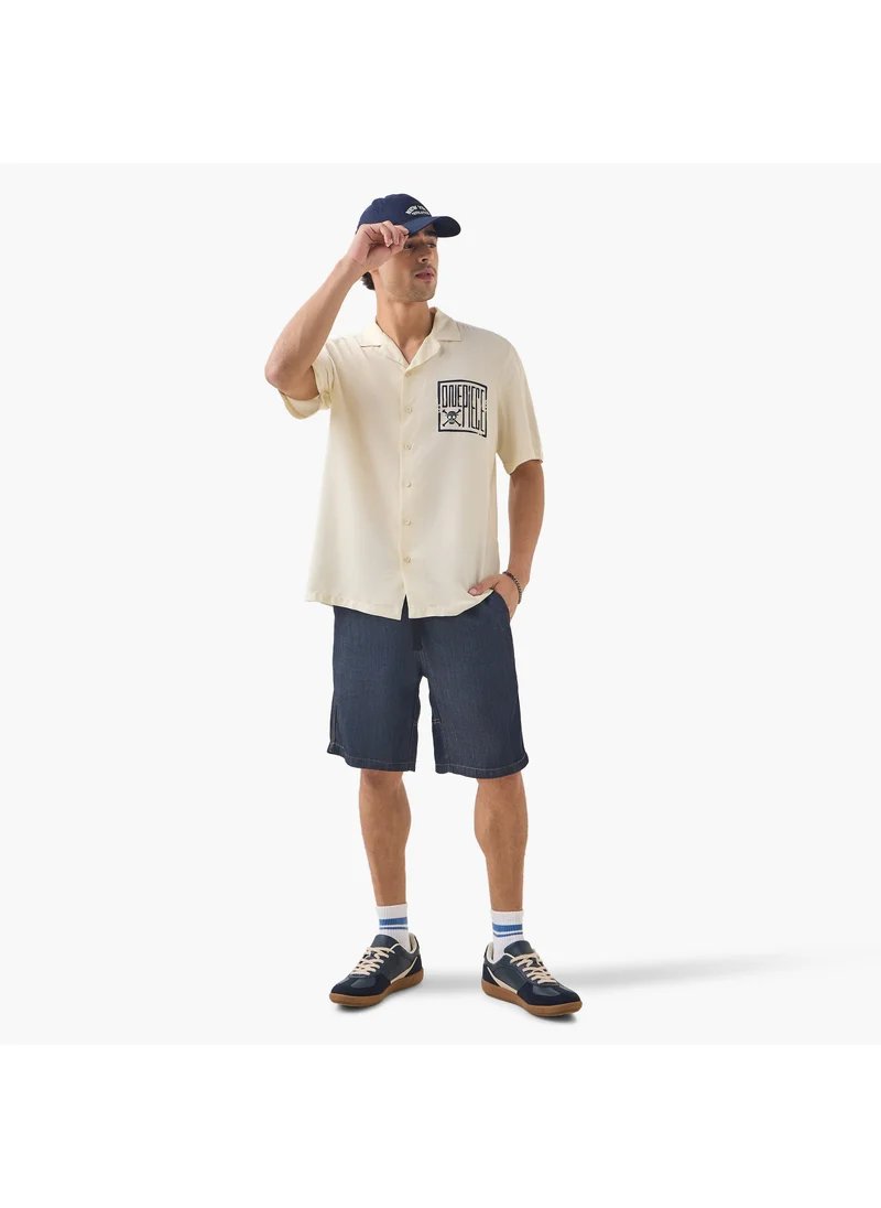 اس بي كاركترز Onepiece Print Relaxed Fit Shirt with Camp Collar and Short Sleeves