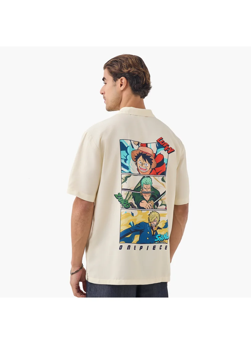 اس بي كاركترز Onepiece Print Relaxed Fit Shirt with Camp Collar and Short Sleeves
