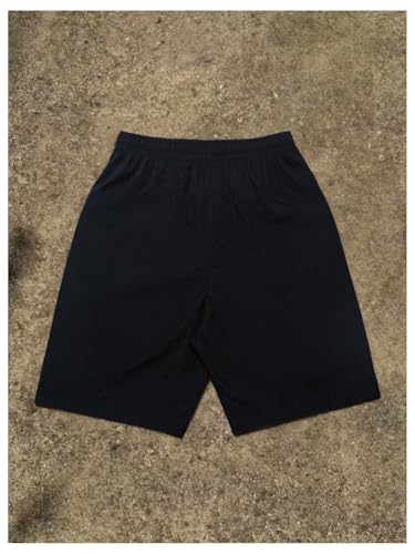 BEAUDRM Men's Y2K Drippy Shorts Summer Striped Baggy Track Shorts with Pockets Workout Sport Casual Gym Streetwear Black Medium - Image 2