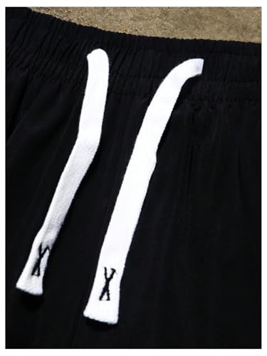 BEAUDRM Men's Y2K Drippy Shorts Summer Striped Baggy Track Shorts with Pockets Workout Sport Casual Gym Streetwear Black Medium - Image 4