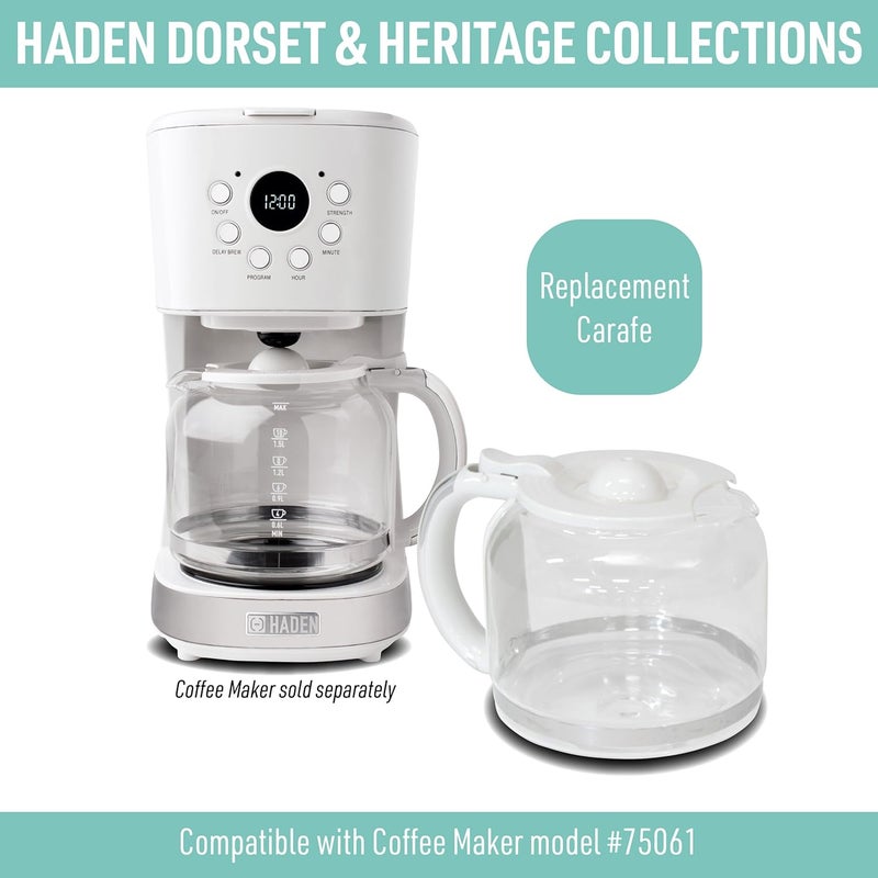 HADEN 12-Cup Replacement Glass Carafe Pot with Lid for Dorset and Heritage Coffee Makers, Ivory/Chrome - Image 3