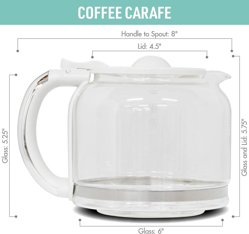 HADEN 12-Cup Replacement Glass Carafe Pot with Lid for Dorset and Heritage Coffee Makers, Ivory/Chrome - Image 4