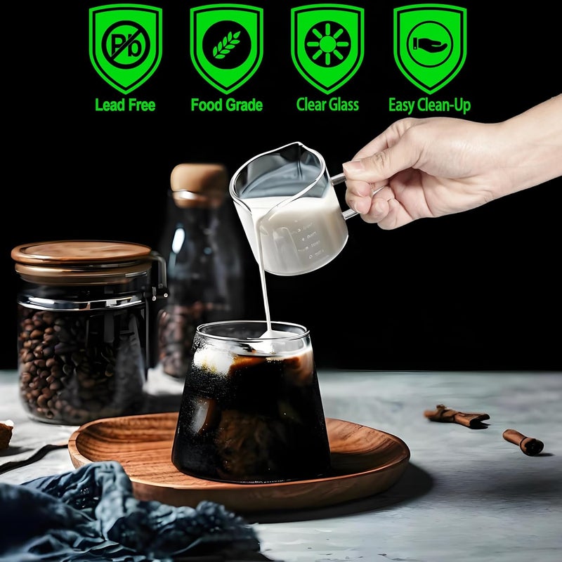 QUMMFA 5OZ (150ML) Espresso Cups, Double Spouts Espresso Shot Cups with Handle, Heat Resistant Borosilicate Cappuccino Cup, Coffee Bar Accessories, Small (Set of 2) - Image 4