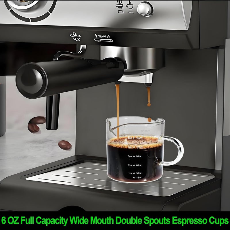 QUMMFA 5OZ (150ML) Espresso Cups, Double Spouts Espresso Shot Cups with Handle, Heat Resistant Borosilicate Cappuccino Cup, Coffee Bar Accessories, Small (Set of 2) - Image 5