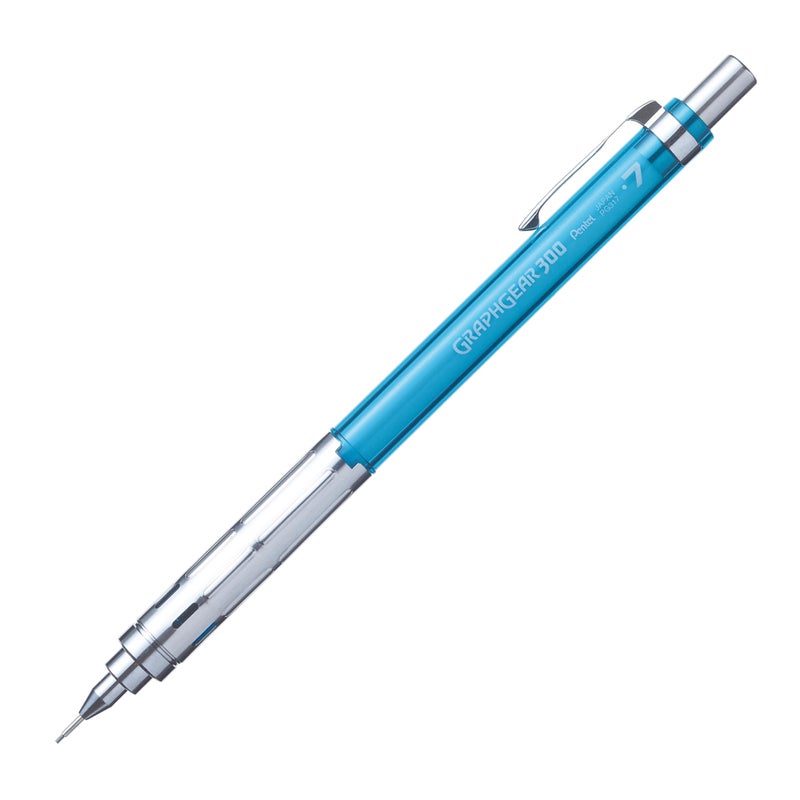 Pentel قلم رصاص ميكانيكي بنتل جراف جير 300، علبة من 12 قلم، أزرق سماوي، 0.7 مم - Image 3
