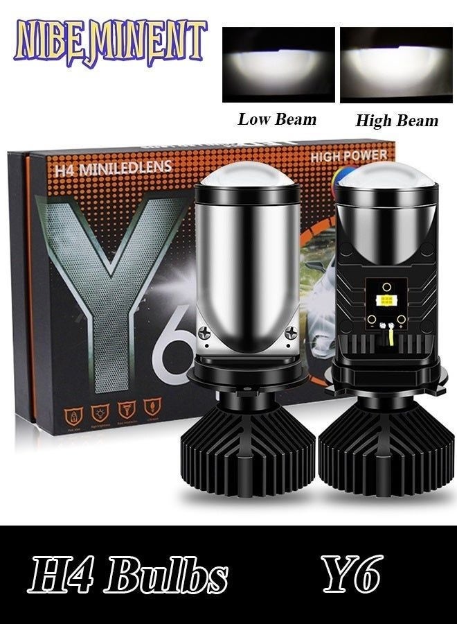 NIBEMINENT 2Pcs H4 LED Headlight Bulbs with Mini Projector Lens Canbus Hi-Lo Beam Function with Clear Cut Off Line Solve Astigmatism Problem 35W 4300lumens LED Headlight Kit for Headlight Retrofits Kit(Y6,H4) - Image 1