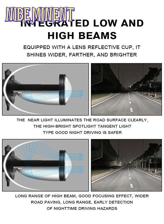 NIBEMINENT 2Pcs H4 LED Headlight Bulbs with Mini Projector Lens Canbus Hi-Lo Beam Function with Clear Cut Off Line Solve Astigmatism Problem 35W 4300lumens LED Headlight Kit for Headlight Retrofits Kit(Y6,H4) - Image 5