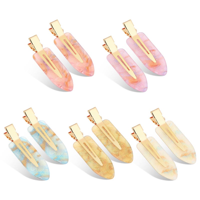 KesaPlan 10PCS No Bend Hair Clips Jelly Glitter No Crease Hair Clips for Styling Acrylic Resin Flat Duckbill Clips Seamless Bang Hair Barrette for Women Girls Makeup Hairstyle Accessories