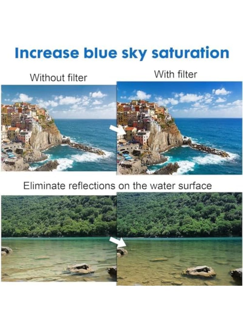 SYOSI CPL Phone Camera Filter with Clip, Ultra Slim Multi-Coated Filtro Polarizador para Celular,Cramp-on Polarizer Lens for iPhone,Android Smartphones (52mm,Black) - Image 3