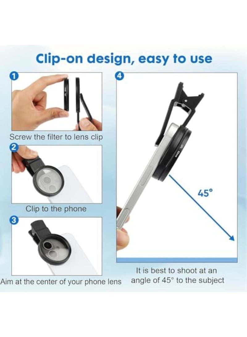 SYOSI CPL Phone Camera Filter with Clip, Ultra Slim Multi-Coated Filtro Polarizador para Celular,Cramp-on Polarizer Lens for iPhone,Android Smartphones (52mm,Black) - Image 4