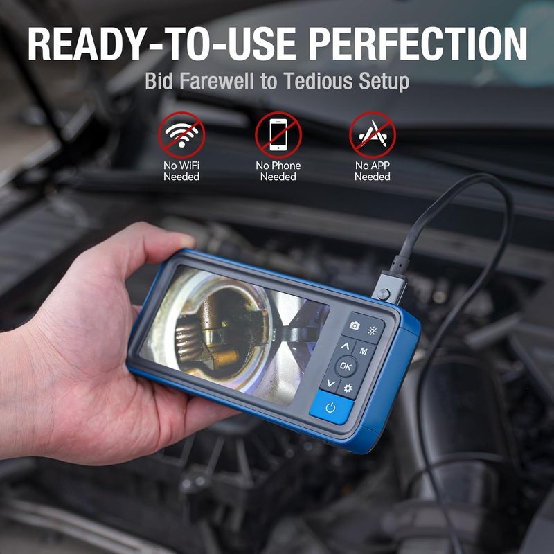 Teslong Dual Lens Endoscope Camera with Light, 4.5" HD Snake Borescope Inspection Camera, Automotive Scope Cam with Flexible Cable, Home Waterproof Fiber Optic for Sewer Drain Pipe (16.5FT) - Image 2