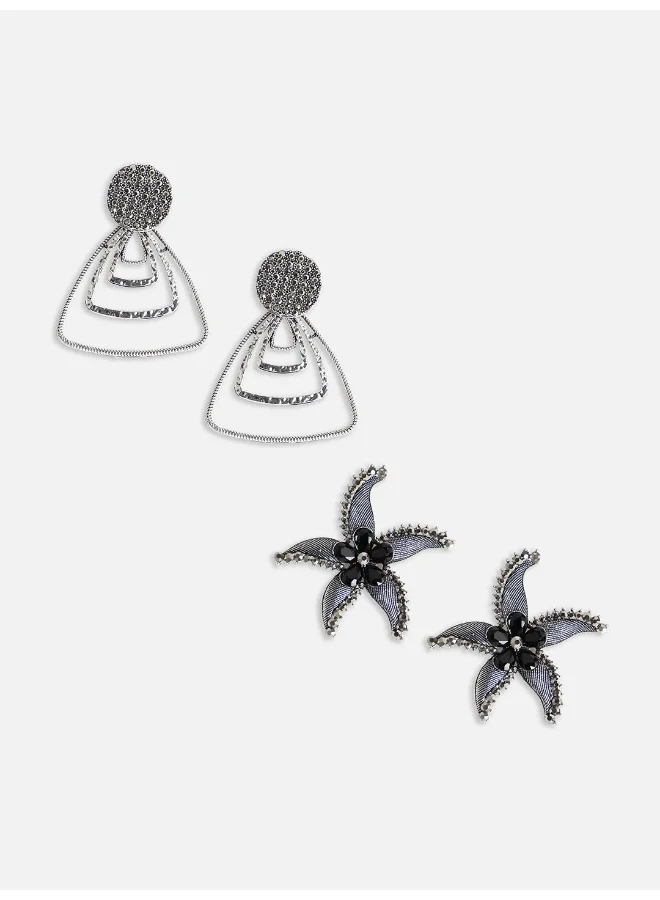 SOHI Pack Of Textured Triangle & Starfish Artificial Drop Earring Jewellery