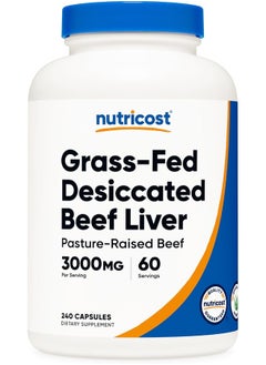 Nutricost Grass Fed Desiccated Beef Liver Capsules 240 Capsules, 3000mg (750mg Per Cap) - No Hormones, Non-GMO, Gluten Free, Pasture-Raised, Free Range Beef  - Image 1