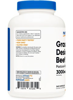 Nutricost Grass Fed Desiccated Beef Liver Capsules 240 Capsules, 3000mg (750mg Per Cap) - No Hormones, Non-GMO, Gluten Free, Pasture-Raised, Free Range Beef  - Image 4