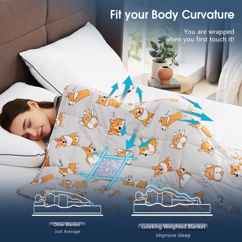 CuteKing Weighted Blanket for Adults: Weighted Blanket with Premium Glass Beads - Breathable Heavy Blanket for Comfort Sleep - Thick Blanket for Adult All Season(15lbs  48""x72""  Full  CuteDog) - Image 4