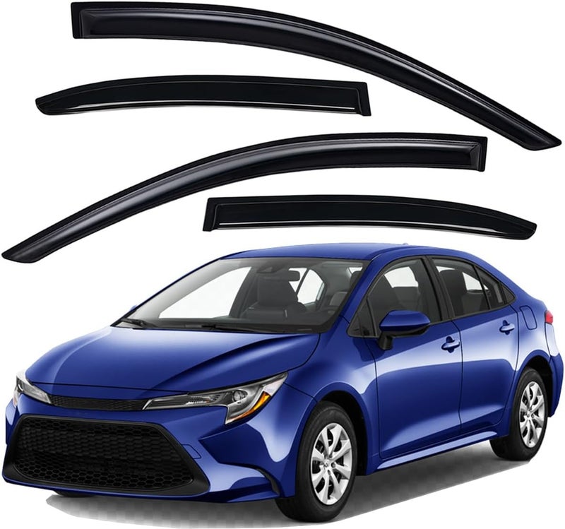 Lightronic WV94718 Tape-on Side Window Visor Deflector Rain Guard, Dark Smoke, 4 PCS Set for 2020-2023 Toyota Corolla - Image 1