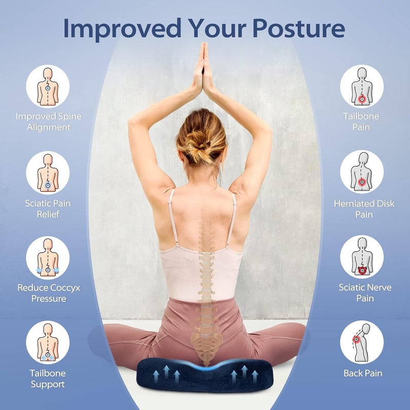 HOMCA Donut Pillow for Tailbone Pain, Hemorrhoid Pillows for Sitting After Surgery, Memory Foam Coccyx Cushion for Postpartum Pregnancy, Car Seat Office Chair Cushion for Pressure Relief - Image 2