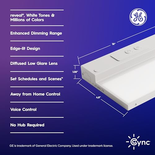 Cync GE Cync Reveal HD+ Smart Undercabinet Light Fixture, Color Changing Undercab Light, Smart Wi-Fi Kitchen Light, Works with Alexa and Google Home, 18-in Bar, 93131251 - Image 2