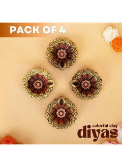 Hashcart Clay Diya Diwali Diya Diyas for Diwali [ Pack of 4 ] Diwali Decoration for Home | Diwali Decor Indian Return Gift Items - Diya Lamp for Pooja - Mitti Terracotta Diya with Cotton Wicks Hashcart®  - Image 2
