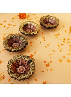 Hashcart Clay Diya Diwali Diya Diyas for Diwali [ Pack of 4 ] Diwali Decoration for Home | Diwali Decor Indian Return Gift Items - Diya Lamp for Pooja - Mitti Terracotta Diya with Cotton Wicks Hashcart®  - Image 1