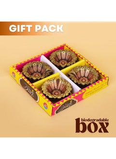 Hashcart Clay Diya Diwali Diya Diyas for Diwali [ Pack of 4 ] Diwali Decoration for Home | Diwali Decor Indian Return Gift Items - Diya Lamp for Pooja - Mitti Terracotta Diya with Cotton Wicks Hashcart®  - Image 4