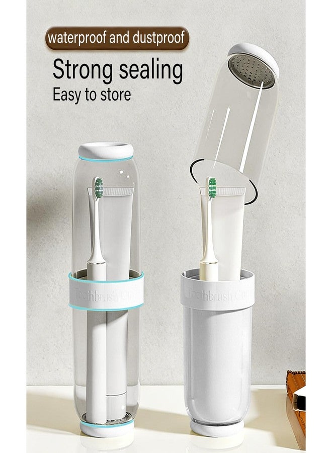MYLDH Breathable Toothbrush Travel Case, 2 in 1 Portable Travel Toothbrush Holder and Mouthwash Cup, Large Capacity Toothbrush Cup with Lid for School, Camping, Business Trip, Bathroom, Cruise (White) - Image 4