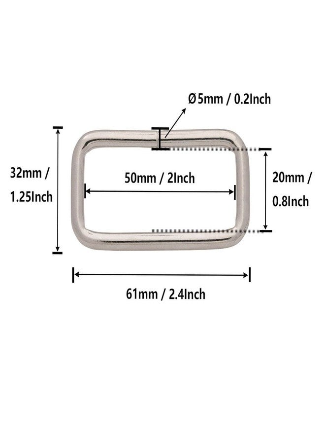 BIKICOCO Metal Rectangle Ring Buckles Square Strap Webbing Belt Rings for Bag Purse Non Welded 2 x 3/4 Inch, Silver X 10 Pcs - Image 2