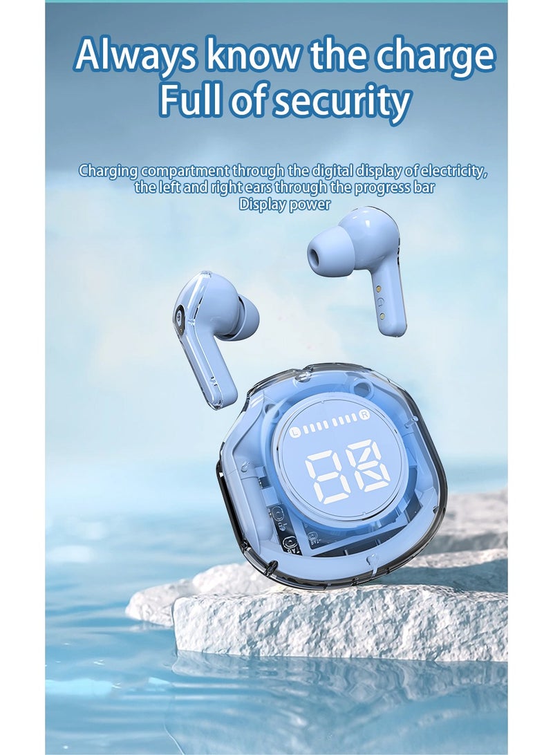 GULFLINK Wireless Earphones Bluetooth 5.3 Headphones LED Power Display Mini Crystal in-Ear Earbuds with Wireless Charging Case Touch Control Built-in Mic Headphone(Pink) - Image 4