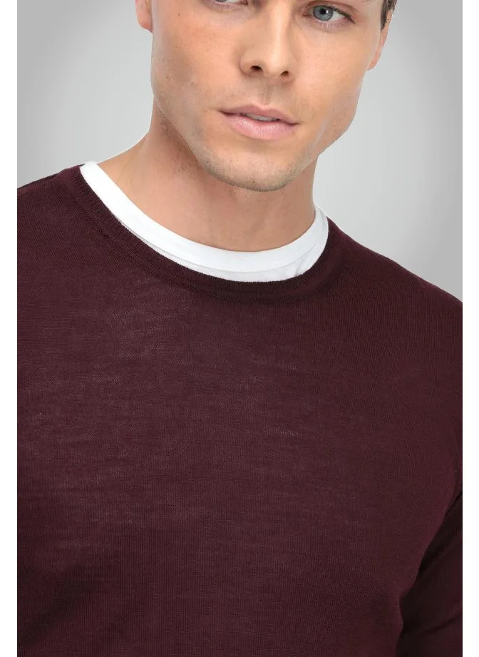 D'S DAMAT Regular Fit Claret Red Plain Knit 5HF060632004D