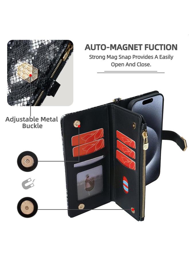 S-TOP Case For iPhone 16 Pro Max Crossbody Handle Snake Texture Leather Phone Case - Image 3