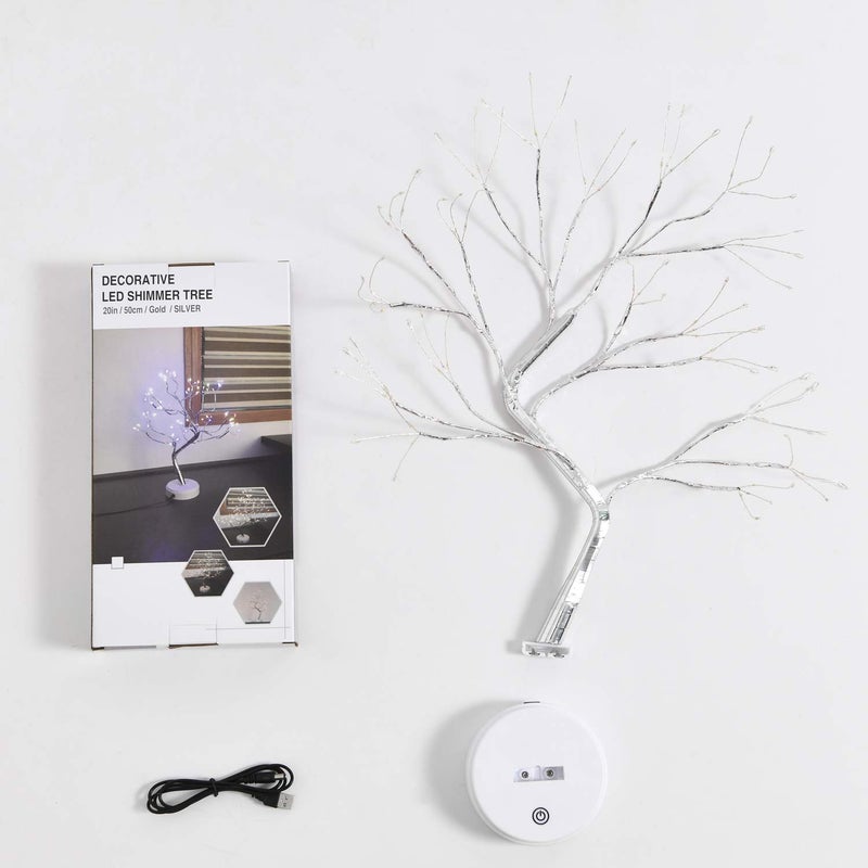 Noahfun Silver Firefly Bonsai Tree Light20Artificial Fairy Light Spirit Lamp With 108 Led LightsUsbBattery Touch SwitchDeco Of ChildrenS RoomBedroomLiving RoomParty WeddingChristmasWhite - Image 4