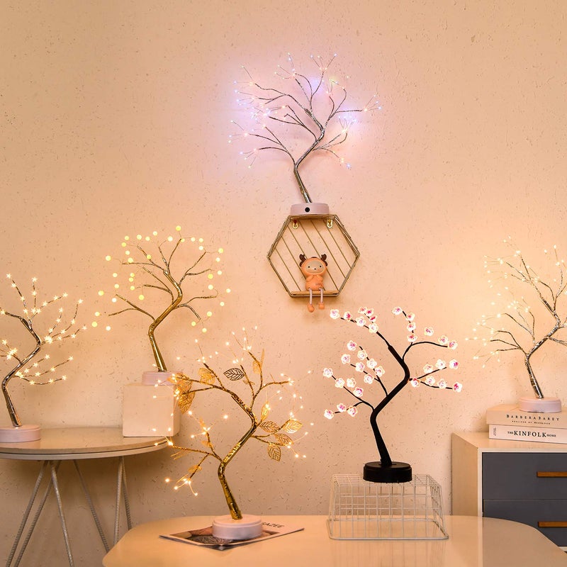 Noahfun Silver Firefly Bonsai Tree Light20Artificial Fairy Light Spirit Lamp With 108 Led LightsUsbBattery Touch SwitchDeco Of ChildrenS RoomBedroomLiving RoomParty WeddingChristmasWhite - Image 3