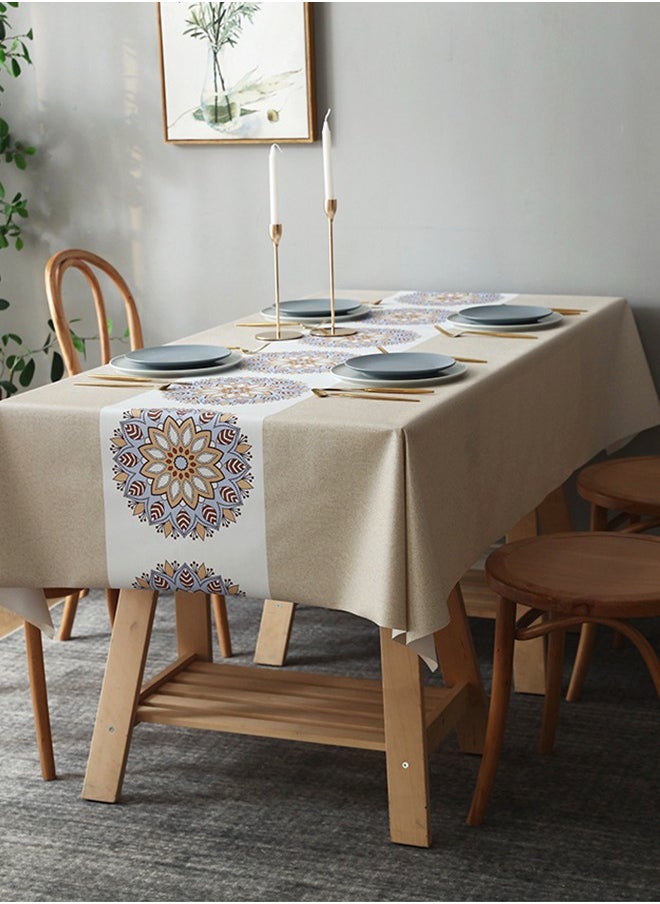 HomarKet Tablecloths for Rectangle Tables, Cotton Linen Table Cloth Waterproof Tablecloth Wrinkle Free Farmhouse Dining Table Cover, Soft Fabric Table Cloths with Tassels, Brown, 140x180cm  - Image 3