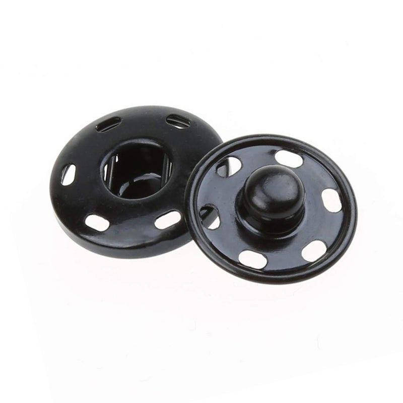 xsby Metal Snap Button Clasps Fastener Press-Stud for Closure Purse Handbag Clothes Sewing Craft 50 Sets 17mm Black - Image 1