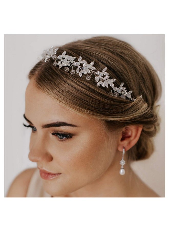 SWEETV - Silver Rhinestone Wedding Headband Tiara Crystal Headpiece Bridal Hair Accessories For Bride Women - Image 1