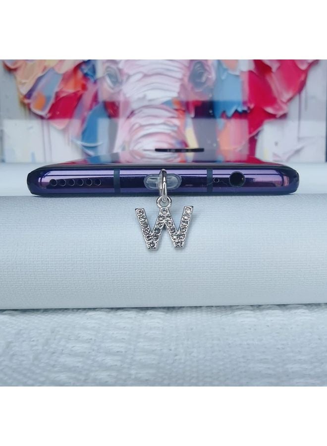 Diamond Letter W Phone Dust Plug For IPhone 5 To 14 Interface - Image 1