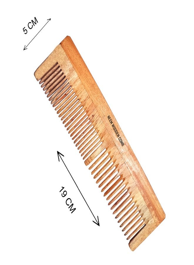 BlackLaoban Handmade Wooden Combs Big Size Kacchi Neem Wood Comb Set - Neem Comb Combo For Men & Women Hair Growth - Anti Dandruff, Detangling Hair Fall Control Kanghi Dual Tooth New - Image 3