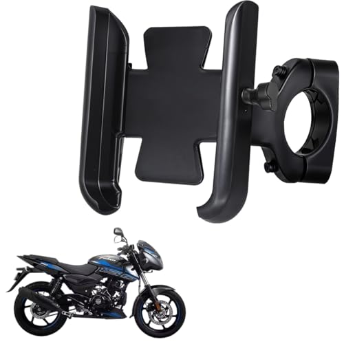 WHIPONE CNC Metal Bike Mobile Holder Compatible for Bajaj Pulsar 150, 360° Rotation Phone Mount Cradle for Bicycle & Motorcycle, Handlebar for All Smartphones, Anti-Slip, Full Grip (Black) - Image 1
