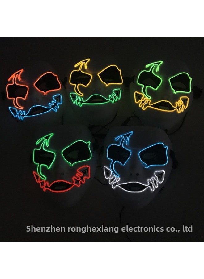 Loquat Supply Luminous Dress Mask Fish Mouth Clown White Horror Funny  Decoration Luminous Mask-Color:Blue + White - Image 2