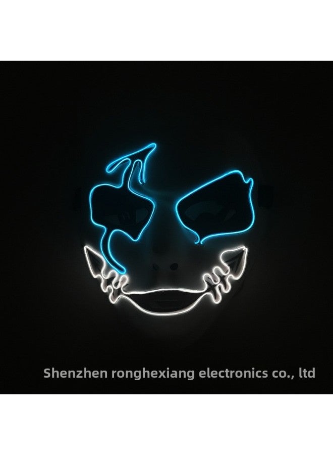 Loquat Supply Luminous Dress Mask Fish Mouth Clown White Horror Funny  Decoration Luminous Mask-Color:Blue + White - Image 1