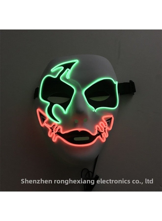Loquat Supply Luminous Dress Mask Fish Mouth Clown White Horror Funny  Decoration Luminous Mask-Color:Blue + White - Image 3