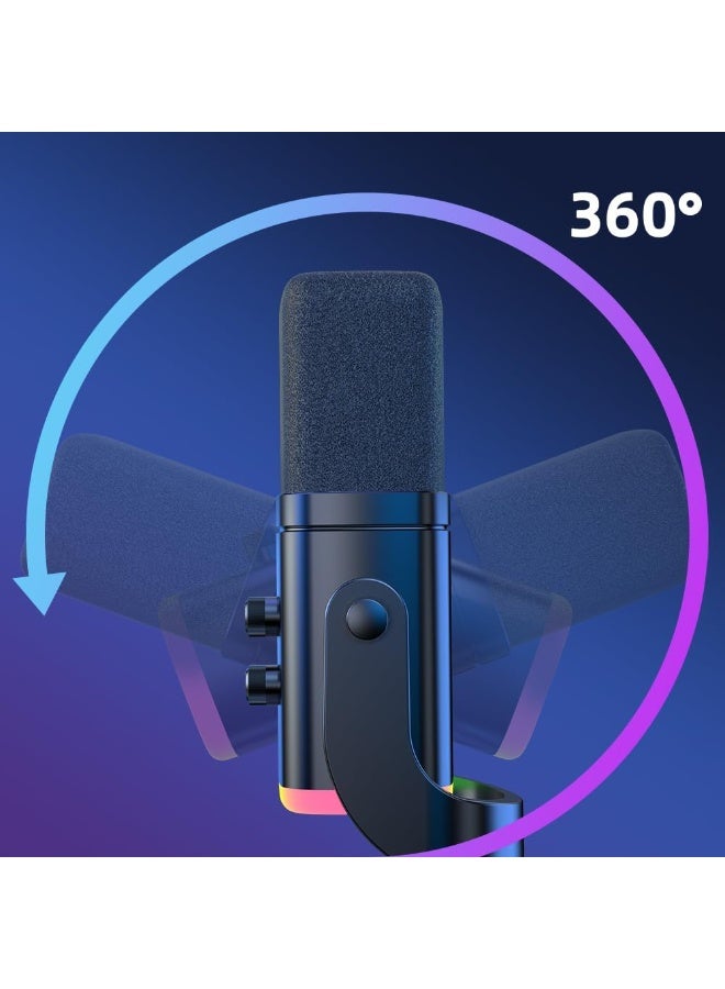 SUNEX YU8 Dynamic Gaming Microphone, USB/XLR Dual-Mode, Noise Reduction, RGB Light, Black - Image 5