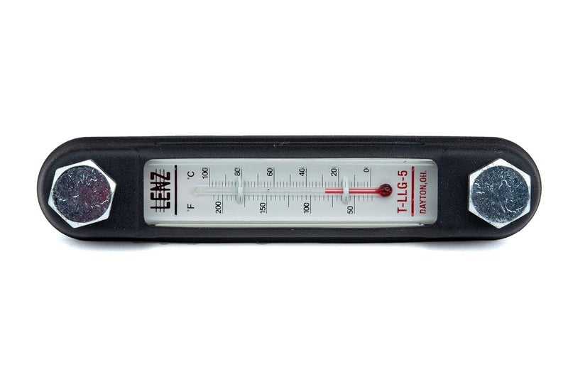 Lenz T-LLG-5 Industrial Fluid Level Gauge - 6.1-Inch Tank Sight Glass with Built-in Thermometer - Polyamide-Coated Hydraulic Oil Level Monitor, 5-Inch Mount, Temperature Range to 212°F, 1/2-13 Thread - Image 2
